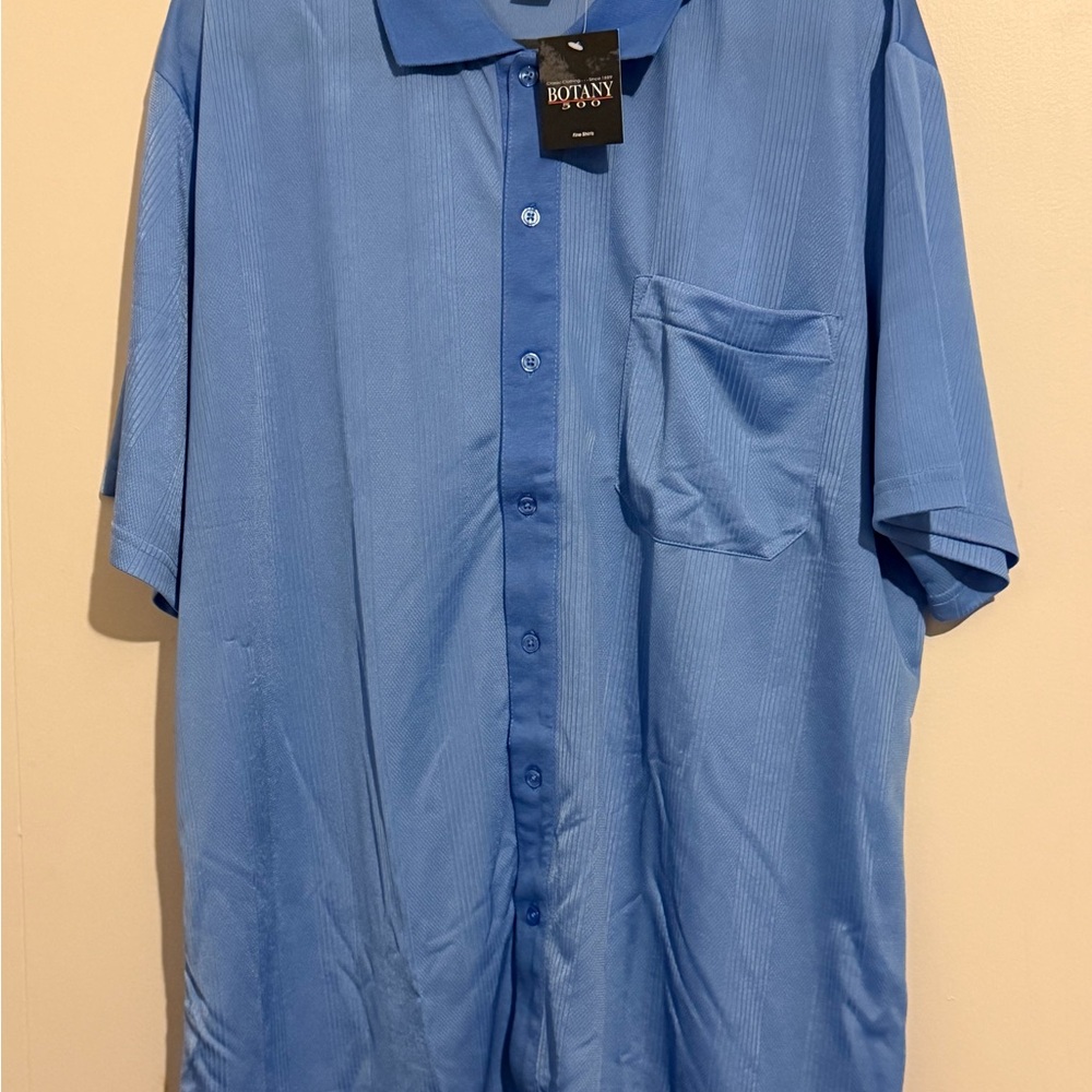 NWT Botany 500 Men’s XL Blue Striped Short Sleeve Button Down Shirt